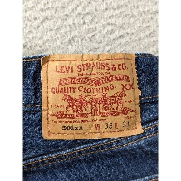 Levi's 501xx Jeans Mens 33x31 (Actual 29.5x27) Vintage Style Button Fly Blue - Picture 3 of 15